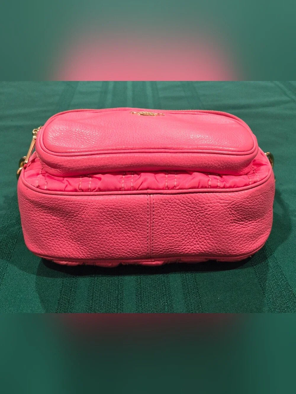 Coach Pink Leather/Nylon Ruched Quilted Texture Crossbody Bag(9